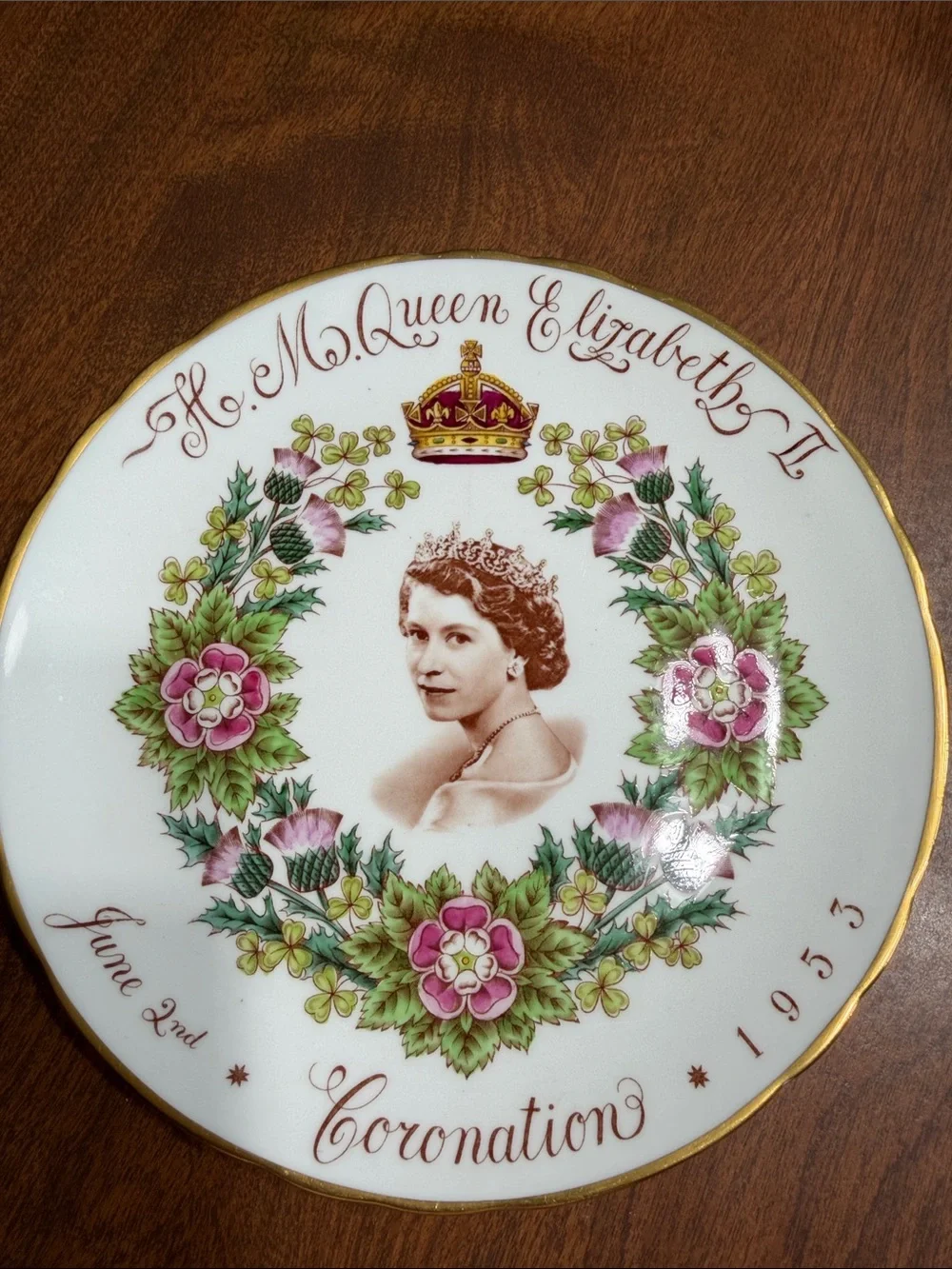 Vintage 1953 Queen Elizabeth II Coronation Commemorative Plate Tuscan Fine China